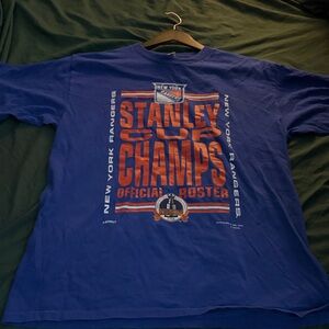 1994 Blue New York Rangers Stanley Cup Champs vintage Men's Tee